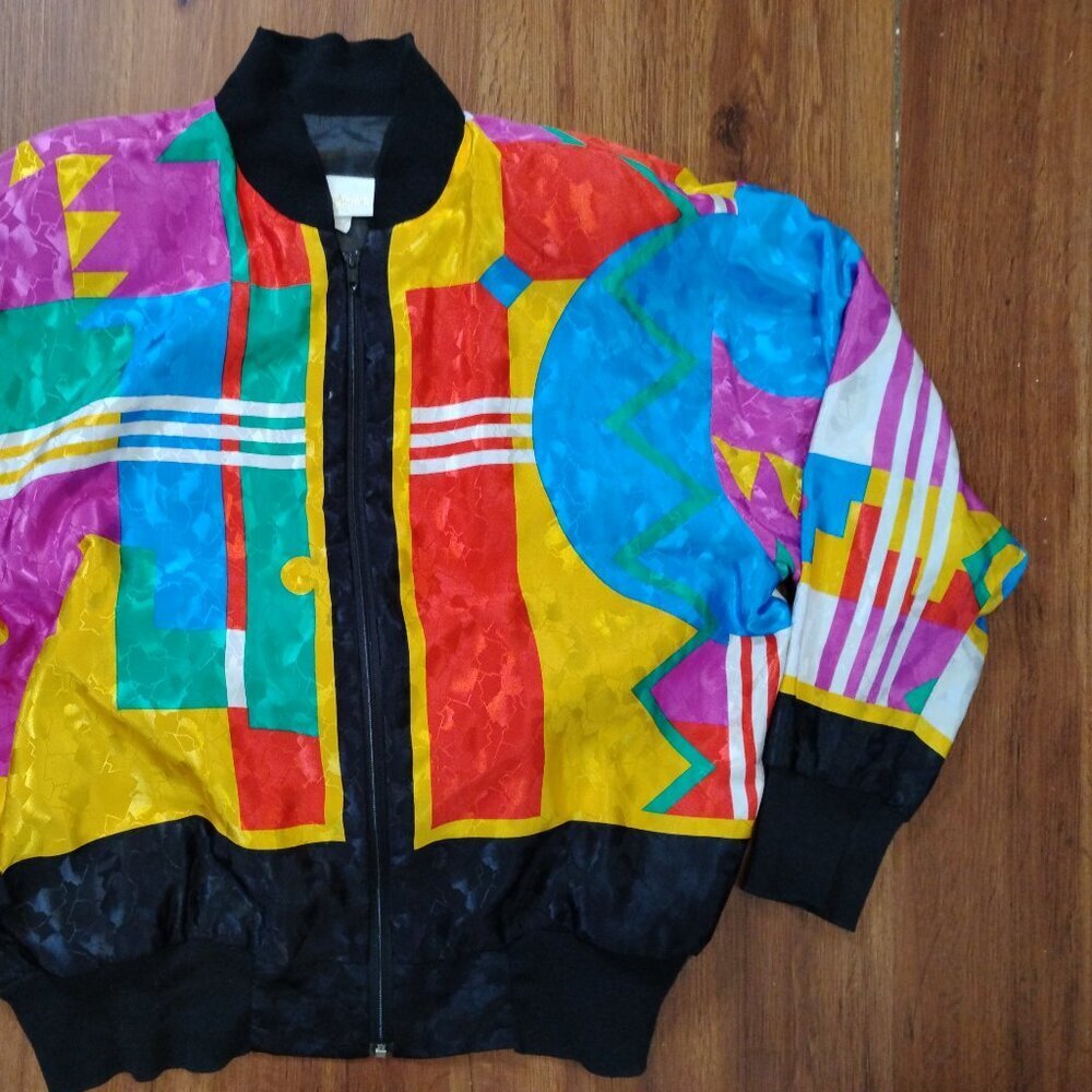 Vintage Jordana MCM Color Block Bomber Jacket - Picture 3 of 8
